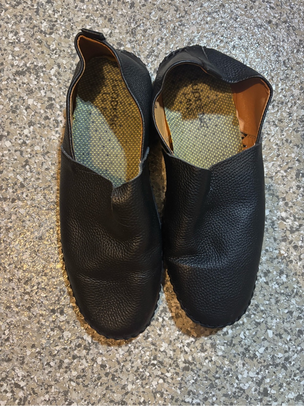 Classic Black Pebble Leather Slip-On Men's Shoes Slippers Size 44 US 10